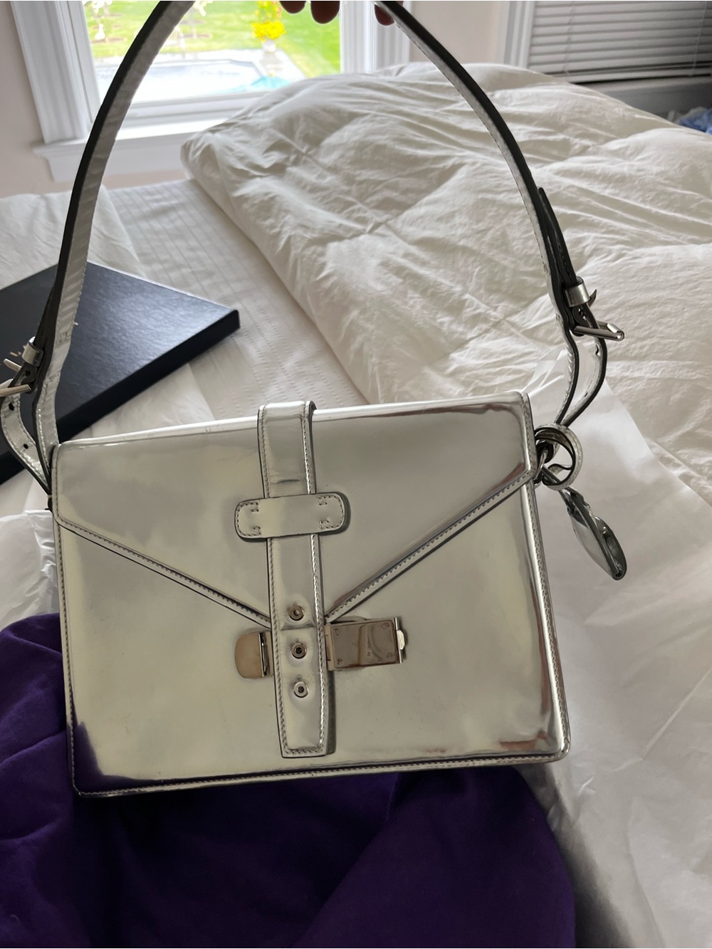 Ralph Lauren Purple label Women's Silver Shoulder Bag
